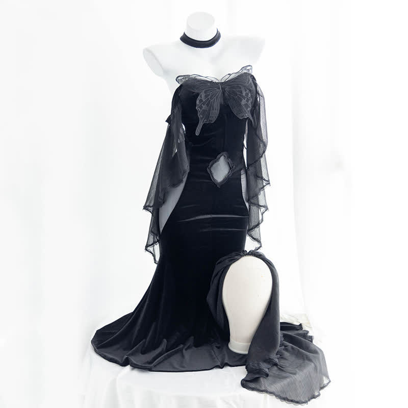 Sexy Off The Shoulder Butterfly Mesh Fishtail Dress