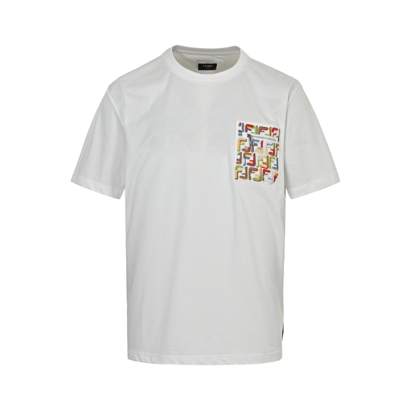 Fendi FF embroidered pocket zipper short sleeve