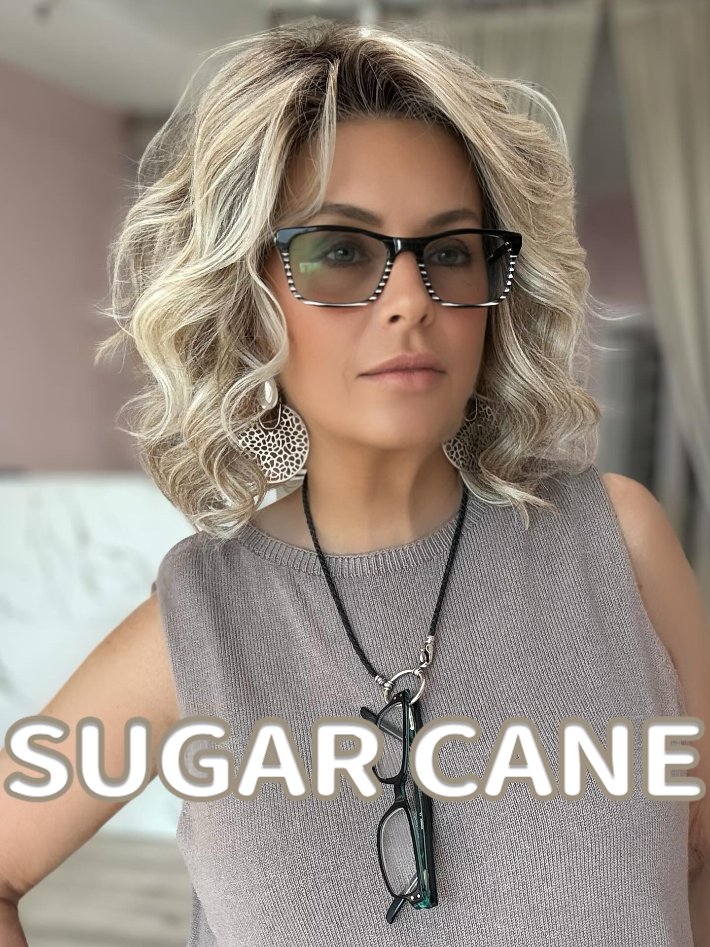 Curly Bob Wig with Highlights