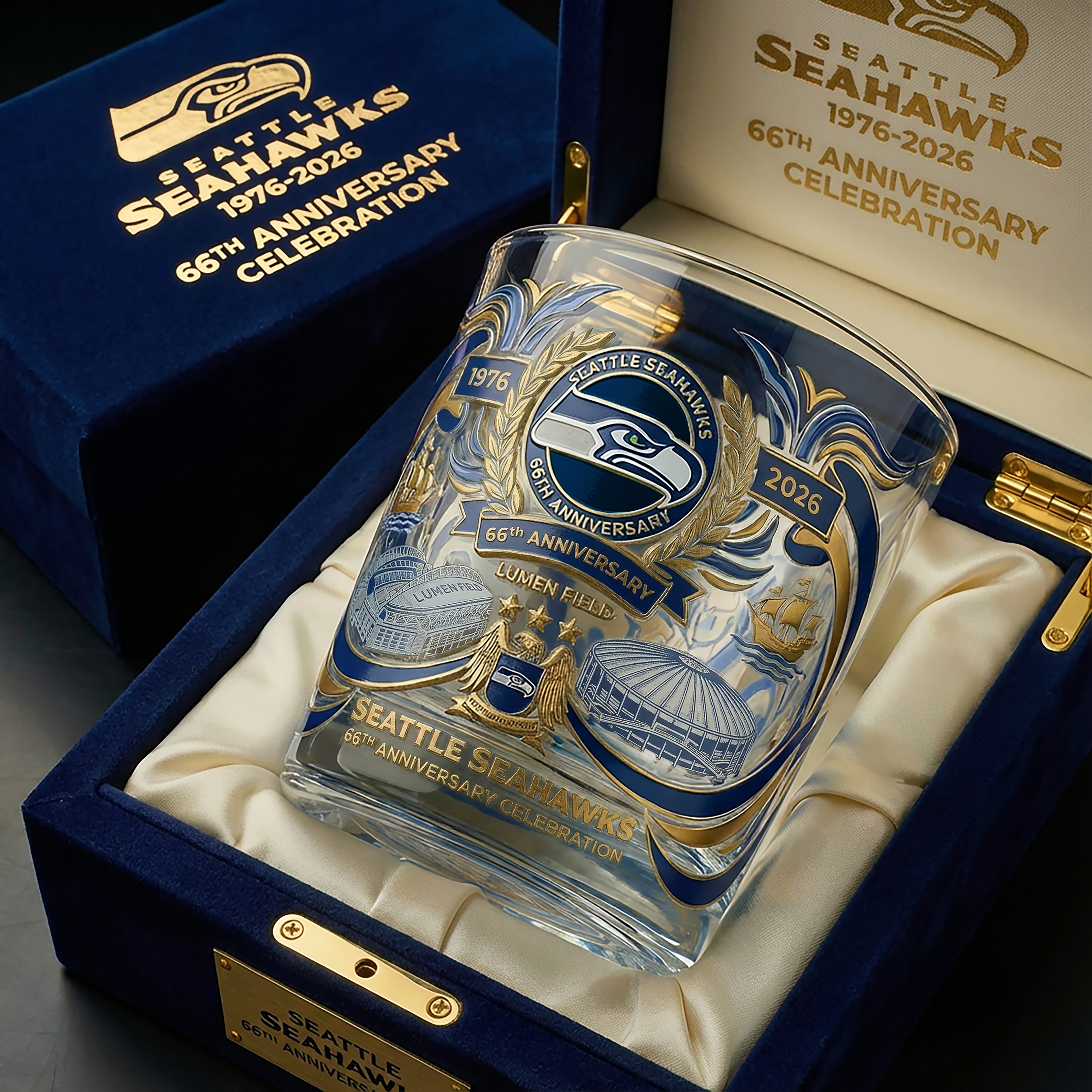 🥃 Seattle Seahawks – 66th Anniversary Whiskey Glass
