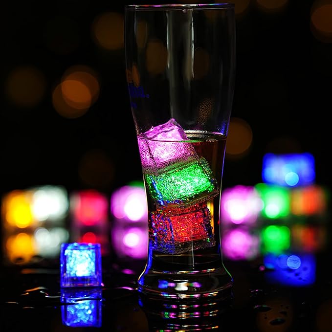 🧊🧊Multi-color Flashing LED Illuminated Ice Cubes - (Unique Party Supplies)