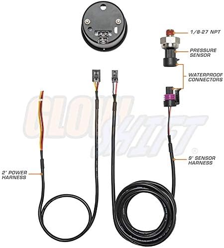 GlowShift Tinted 7 Color 100 PSI Oil Pressure Gauge Kit