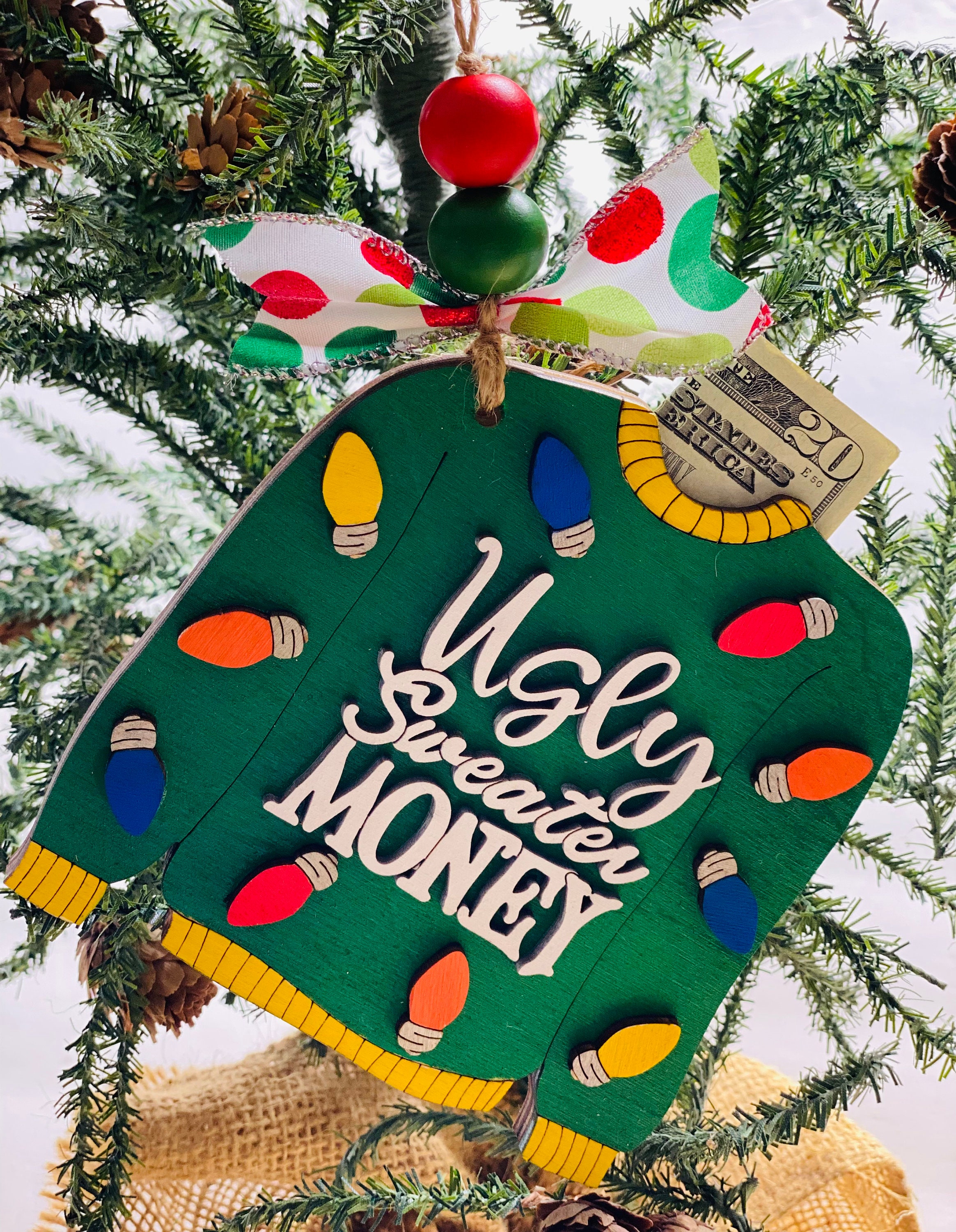 Christmas Money or Gift Card Holder - Wooden Ornament