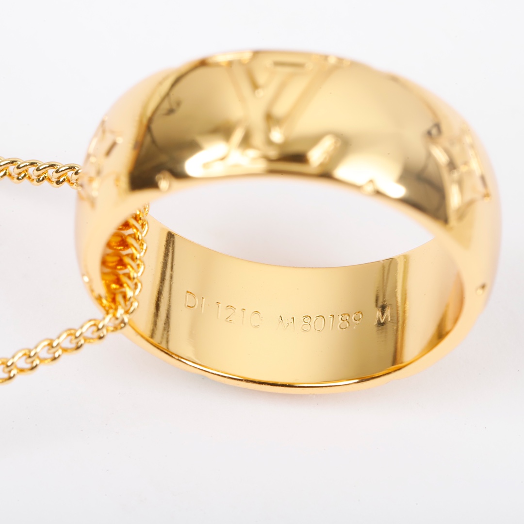 Louis Vuitton Floral Embossed Hoop Ring Necklace