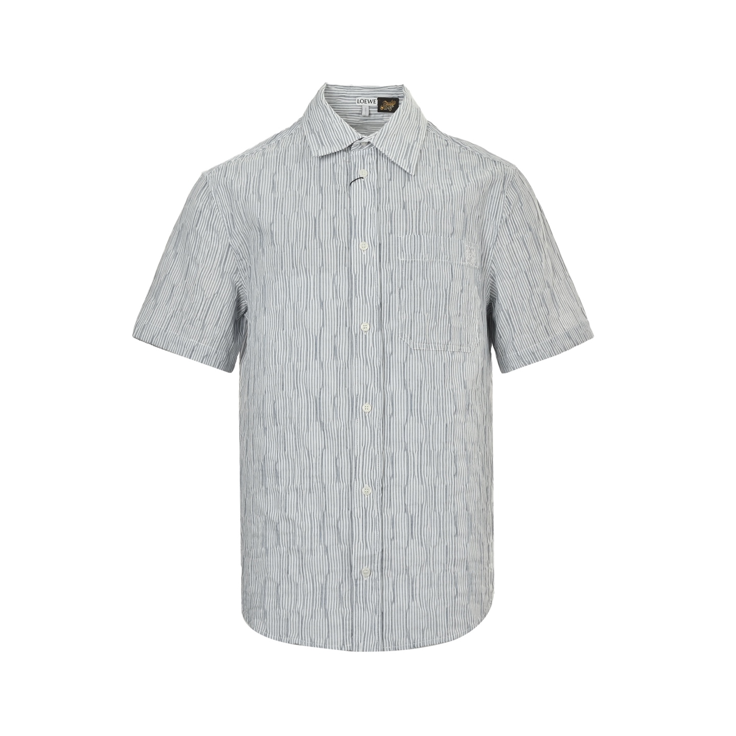 Loewe 25ss striped wave texture short-sleeved shirt