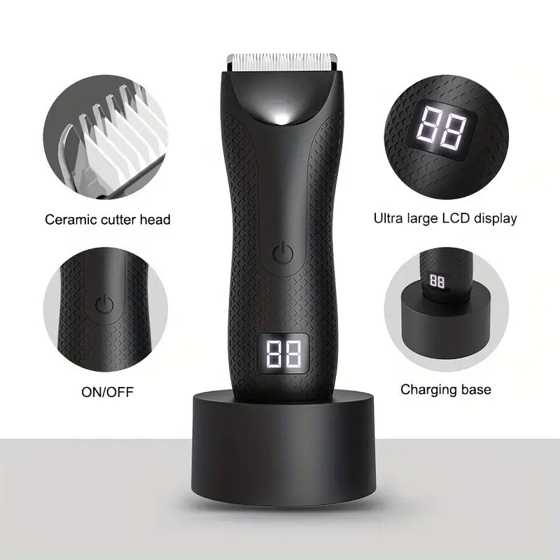 🔥Free Shipping🔥Men Groin & Body Hair Trimmer (Trimmer Blade, Waterproof Wet/Dry Groomer, USB-C Rechargeable,With Charging Dock)