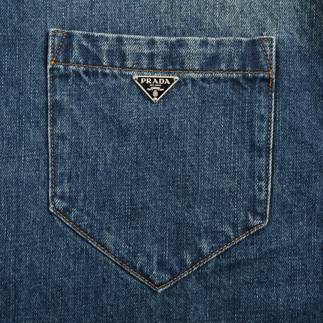 Prada 24Fw pocket triangle logo denim shirt jacket