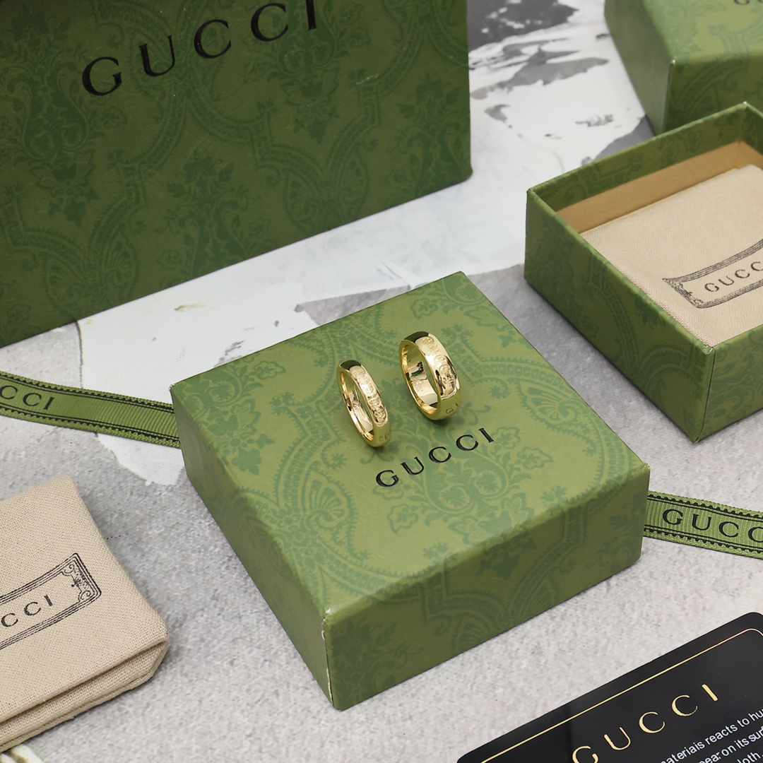 GUCCI printed gold ring