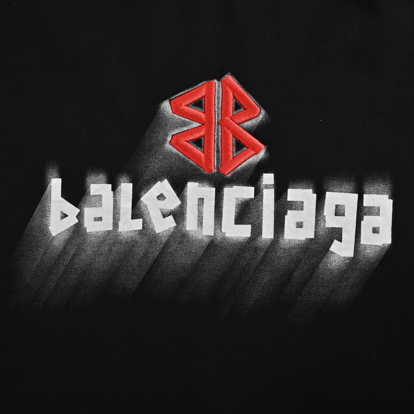 Balenciaga 25ss double B embroidery and 3D inkjet logo ripped short sleeves