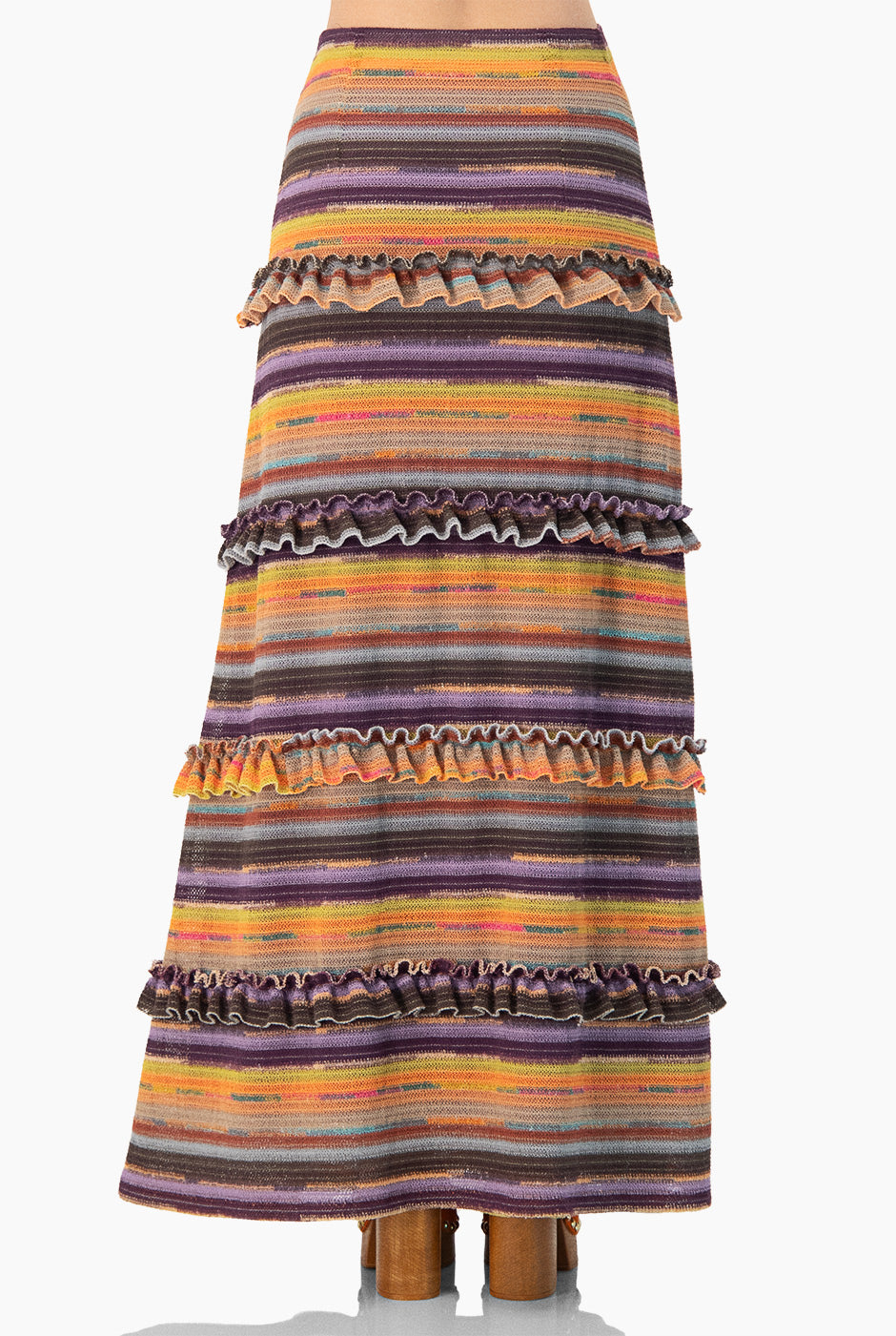 Falda midi tejida multicolor