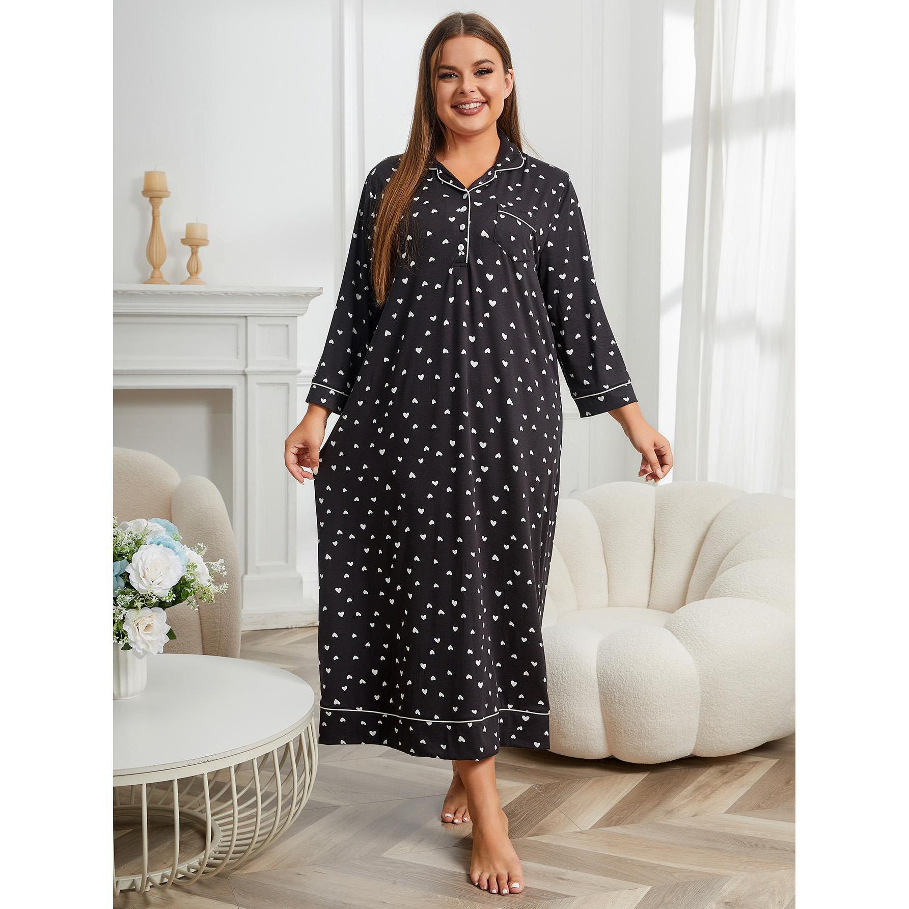 Plus Size Pajamas Women Autumn Winter Long Sleeve Nightdress Home Can Be Worn outside