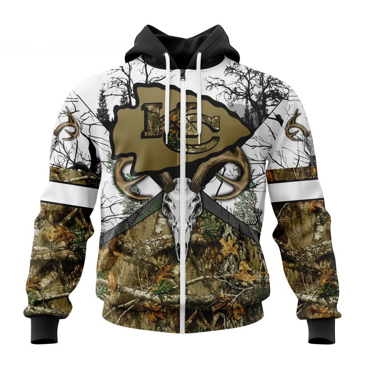 KANSAS CITY CHIEFS DEER SKULL AND FOREST 3D HOODIE