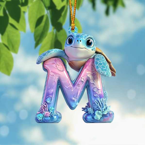 Cute Turtle Letter Shaped Ornament