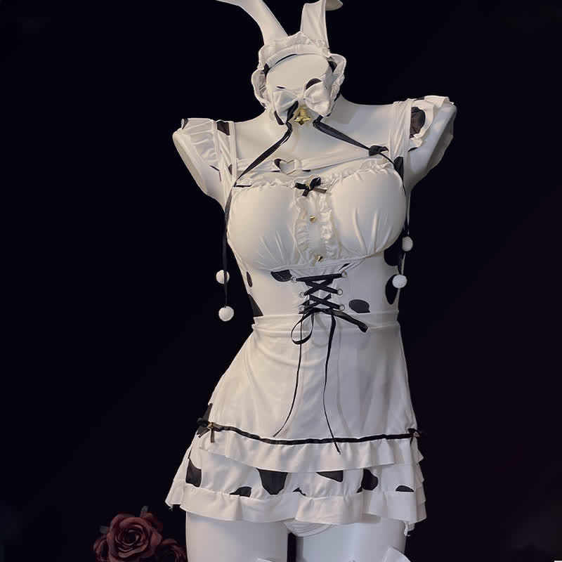 Cosplay Bunny Cow Print Lingerie Dress