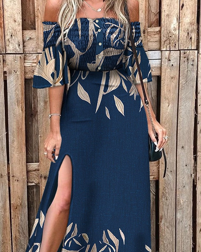 One-Shoulder Dress with High Slit