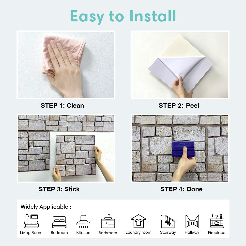 3D Faux Limestone Peel and Stick Wall Tile