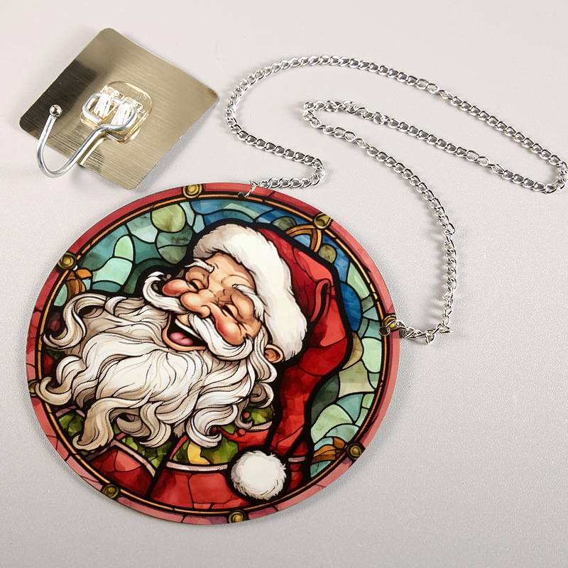🎁🎁Santa Claus 3D Wall Breakthrough Acrylic Decoration - 🎅🎅A traditional round hanging ornament for the holiday season