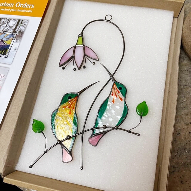 Stained glass hummingbird window hangings decor