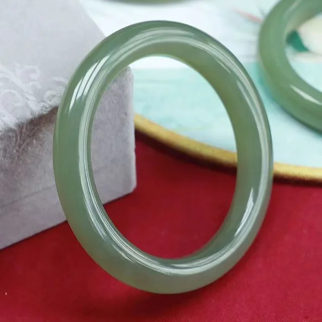Hotan Jade Bangle Bracelet For Women Natural Green Jade Chalcedony Charm Jadeite Handring Jewelry Accessories Holiday Gifts