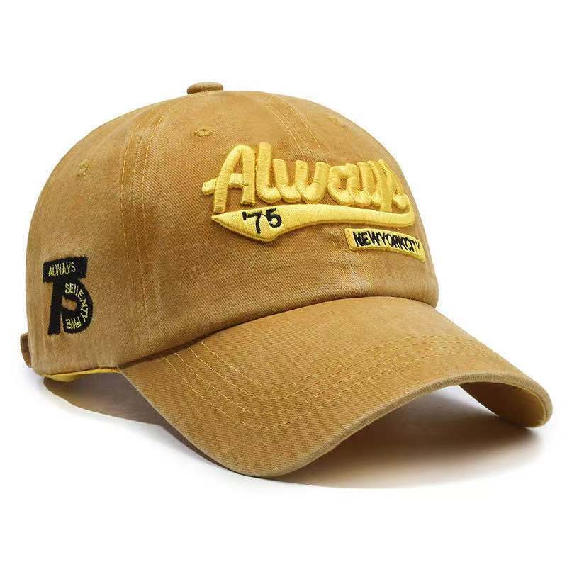 Men's 3D embroidered letter baseball cap、made of washed denim fabric、versatile and stylish、 suitable for both men and women.