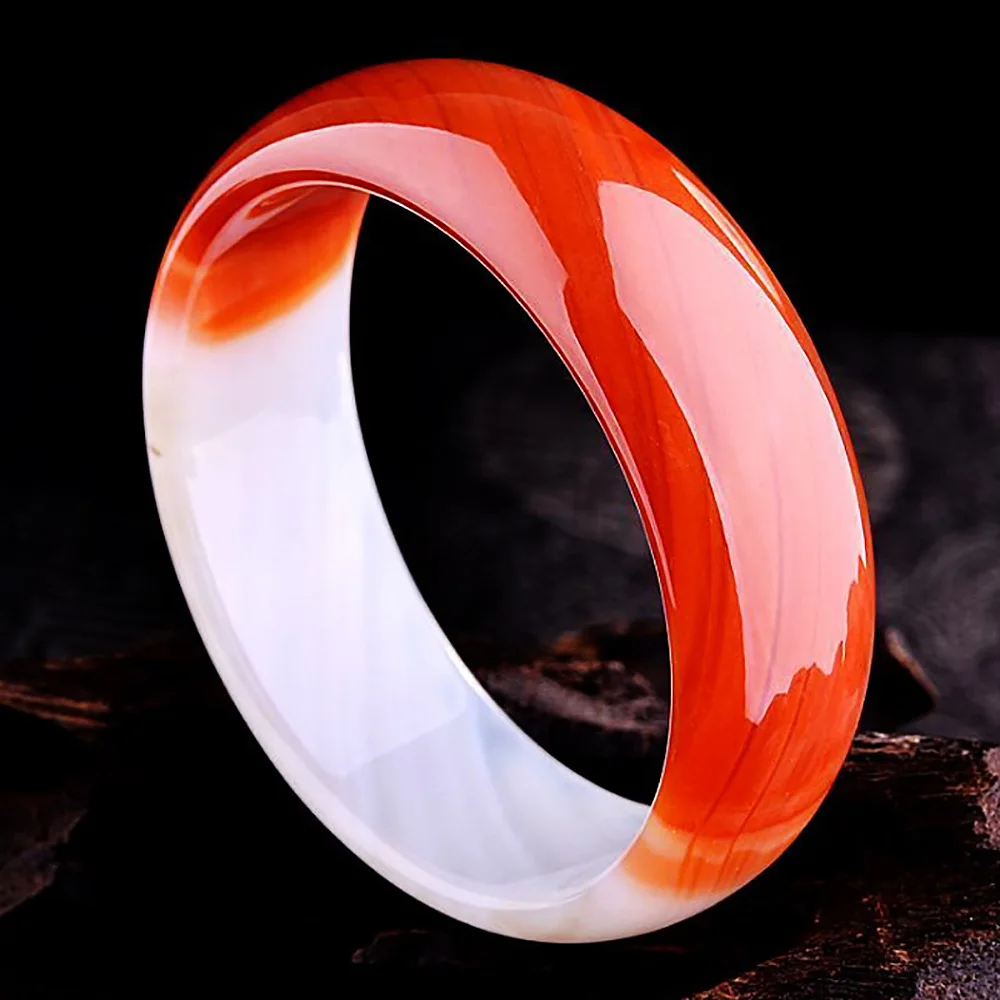 Jade Bracelet Natural Fine Jewelry Charm Jadeite Agate Bangle Red White Women's Handing Fashion Accessories Gift For Mother