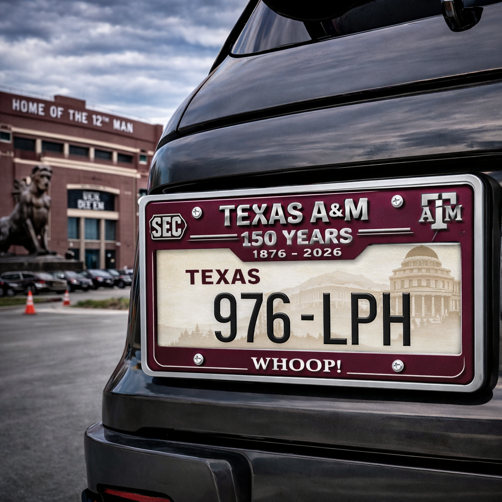 A&M 150th Anniversary License Plate Frame