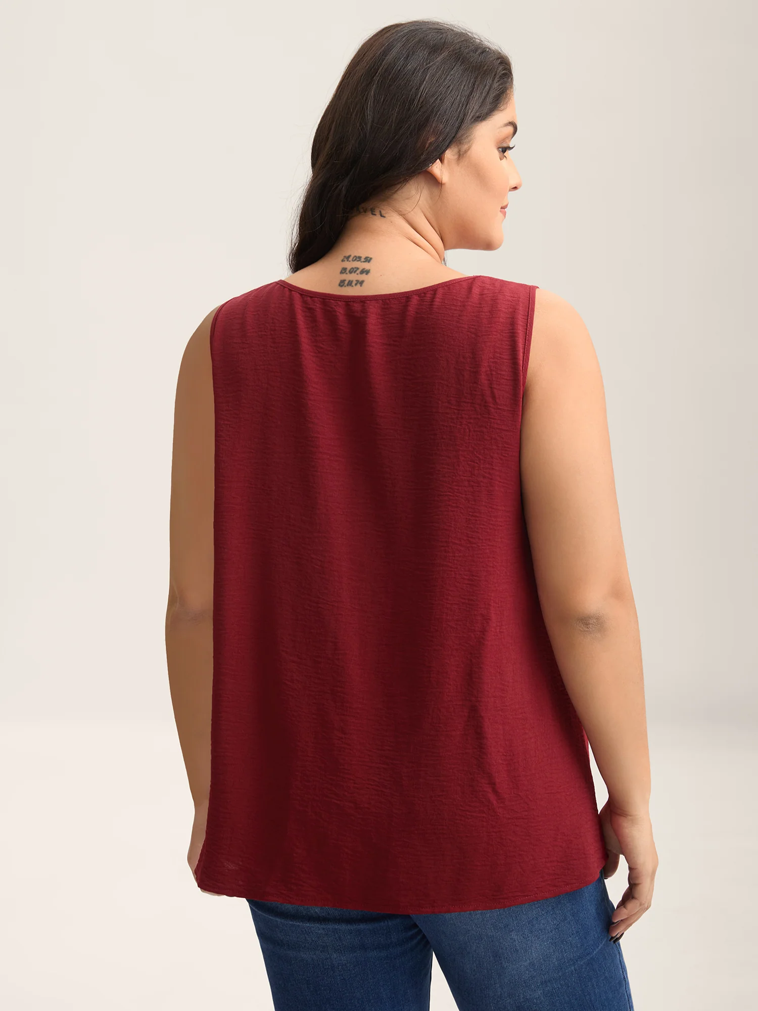 Asymmetrical Neckline Cut-Out Solid Tank Top