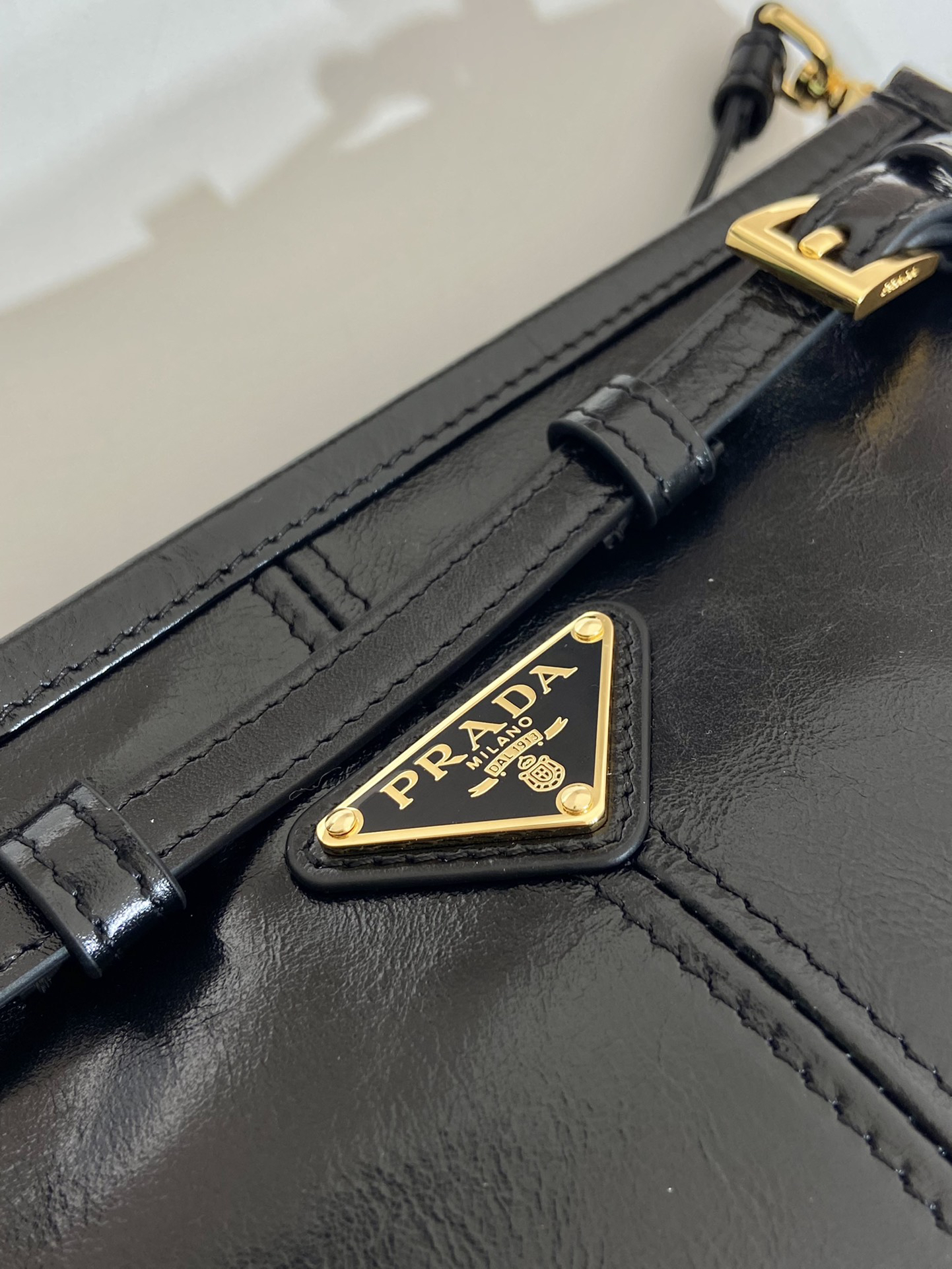 Prada LusSolf Oiled Wax Leather Shoulder Bag 1BA215