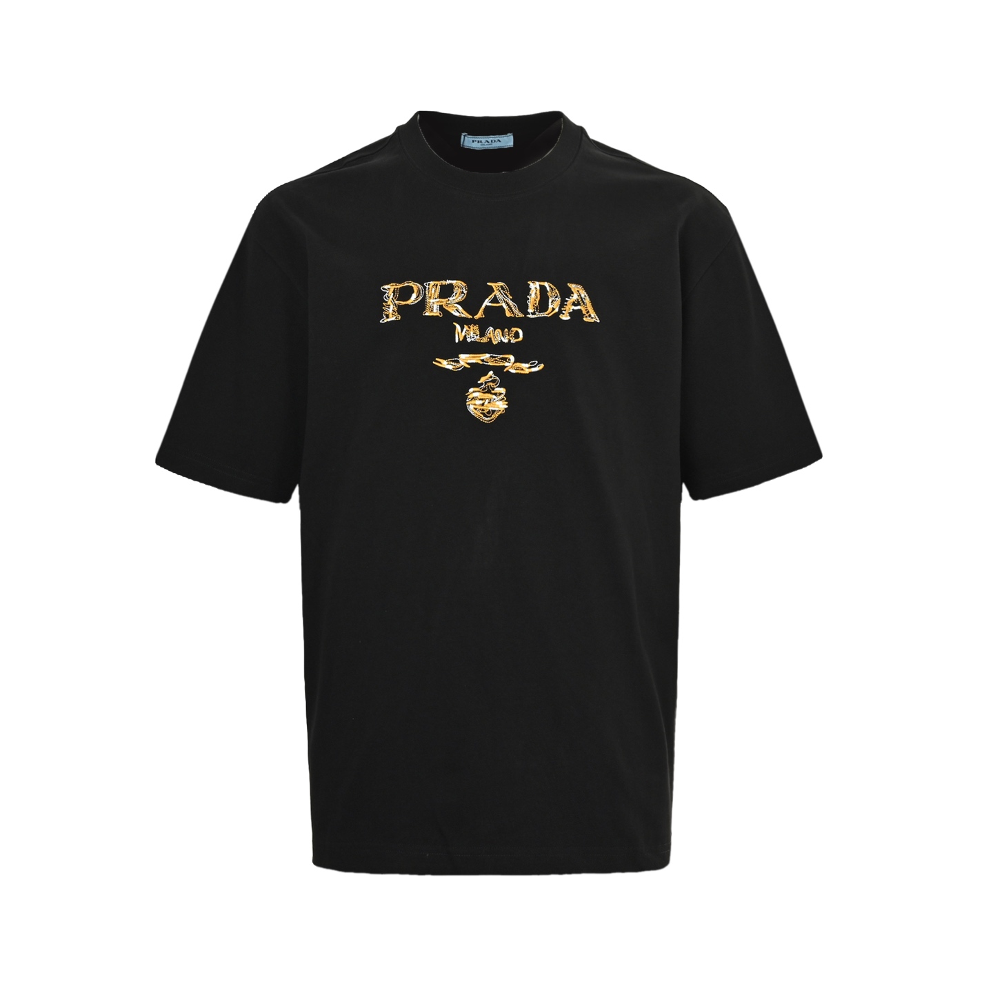 Prada 25ss colorblock embroidered lettering short sleeve