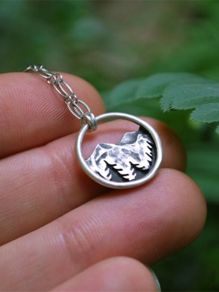 Vintage Landscape Hollow Carving Necklace