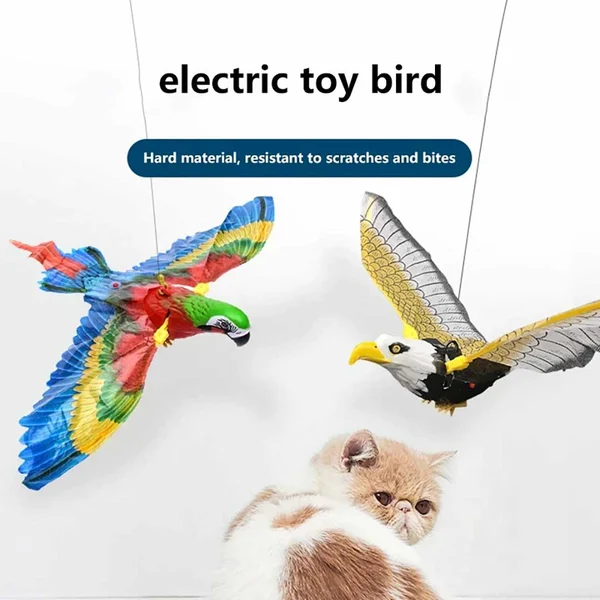 Waggfluence Bird Simulation Interactive Hanging Parrot/Eagle Flying Toy for Cats