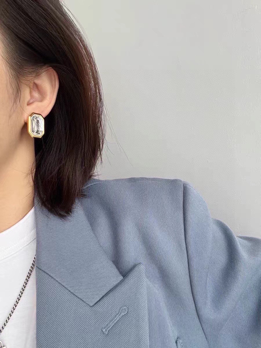 Balenciaga New Square Diamond Earrings