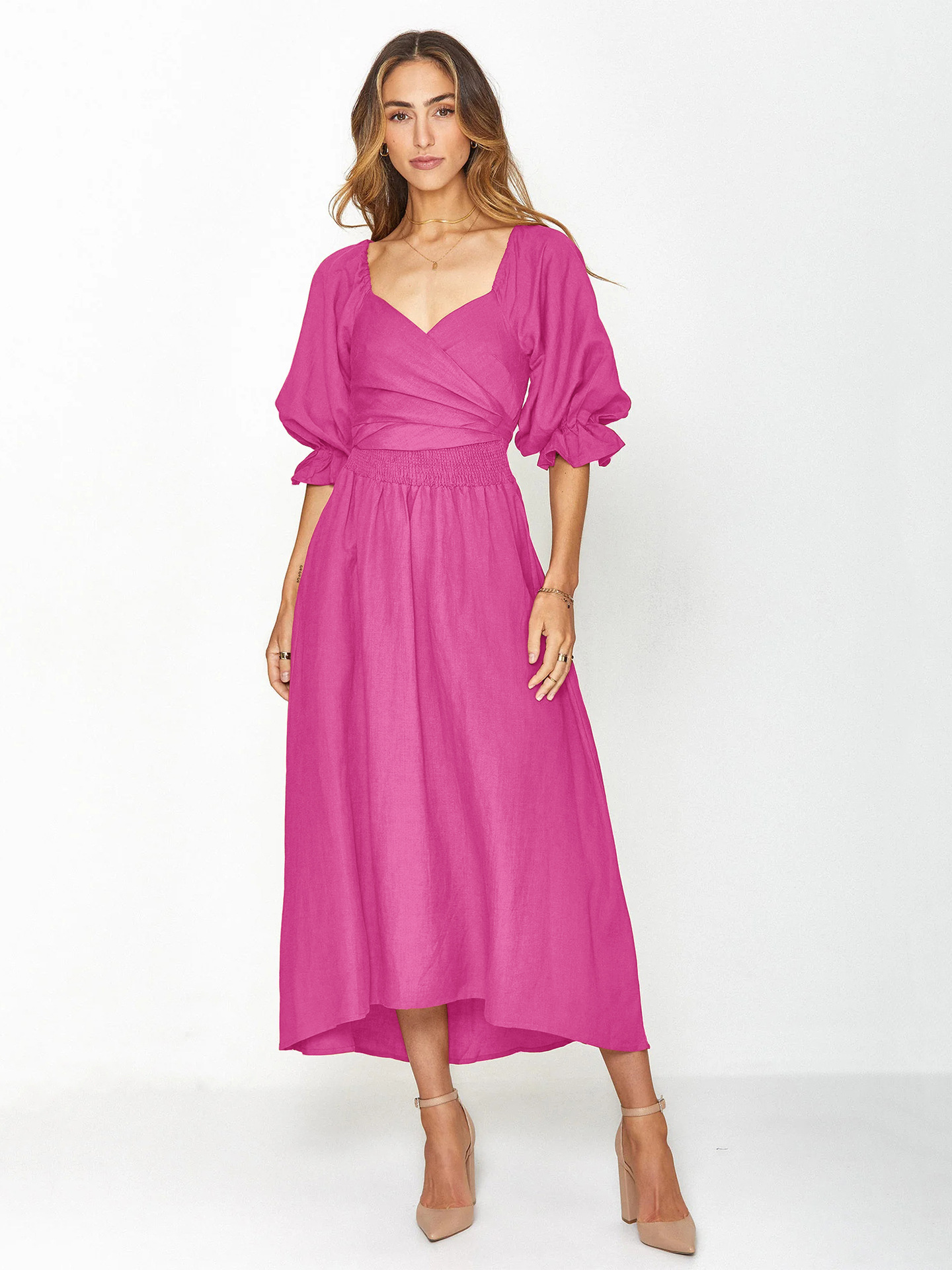 💥Hot Sale-[SAVE 50% OFF]--🏖️FRENCH RUFFLED LANTERN SLEEVES MULTI-WEAR DRESS--BUY 2 GET 10% OFF & FREE SHIPPING