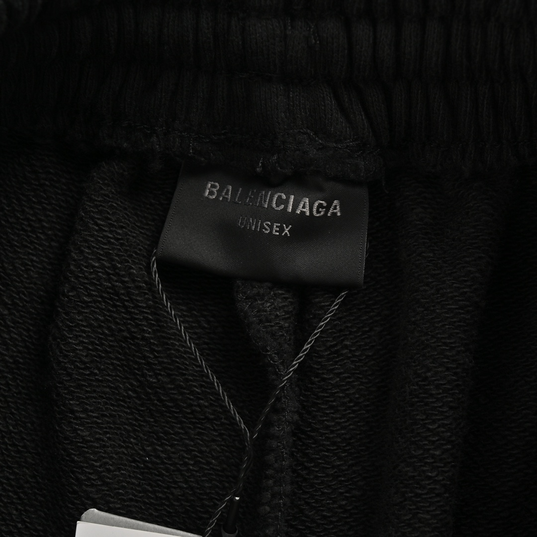 Balenciaga 24ss distressed rhinestone lettering shorts