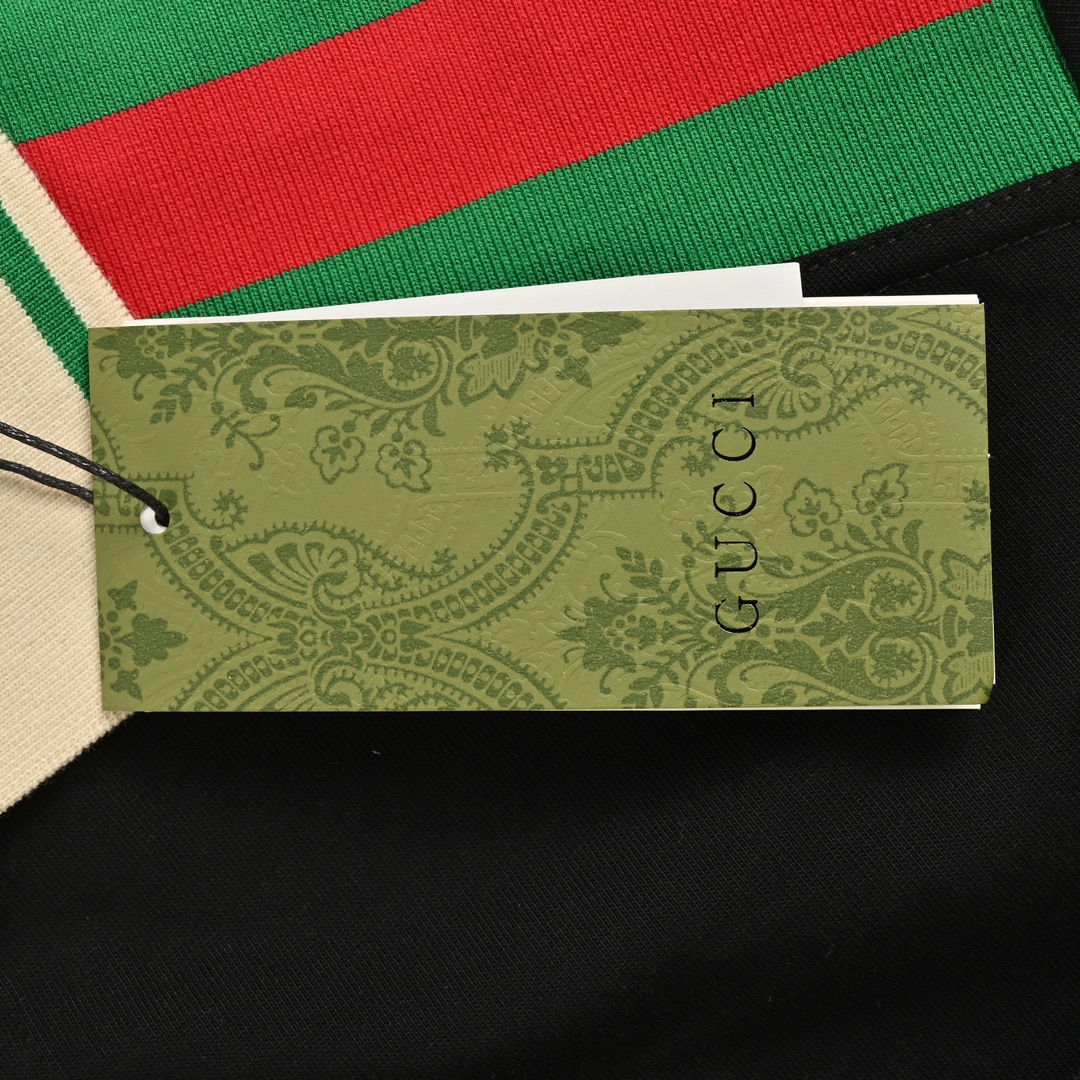Gucci 24ss shoulder red and green ribbon Polo short sleeve
