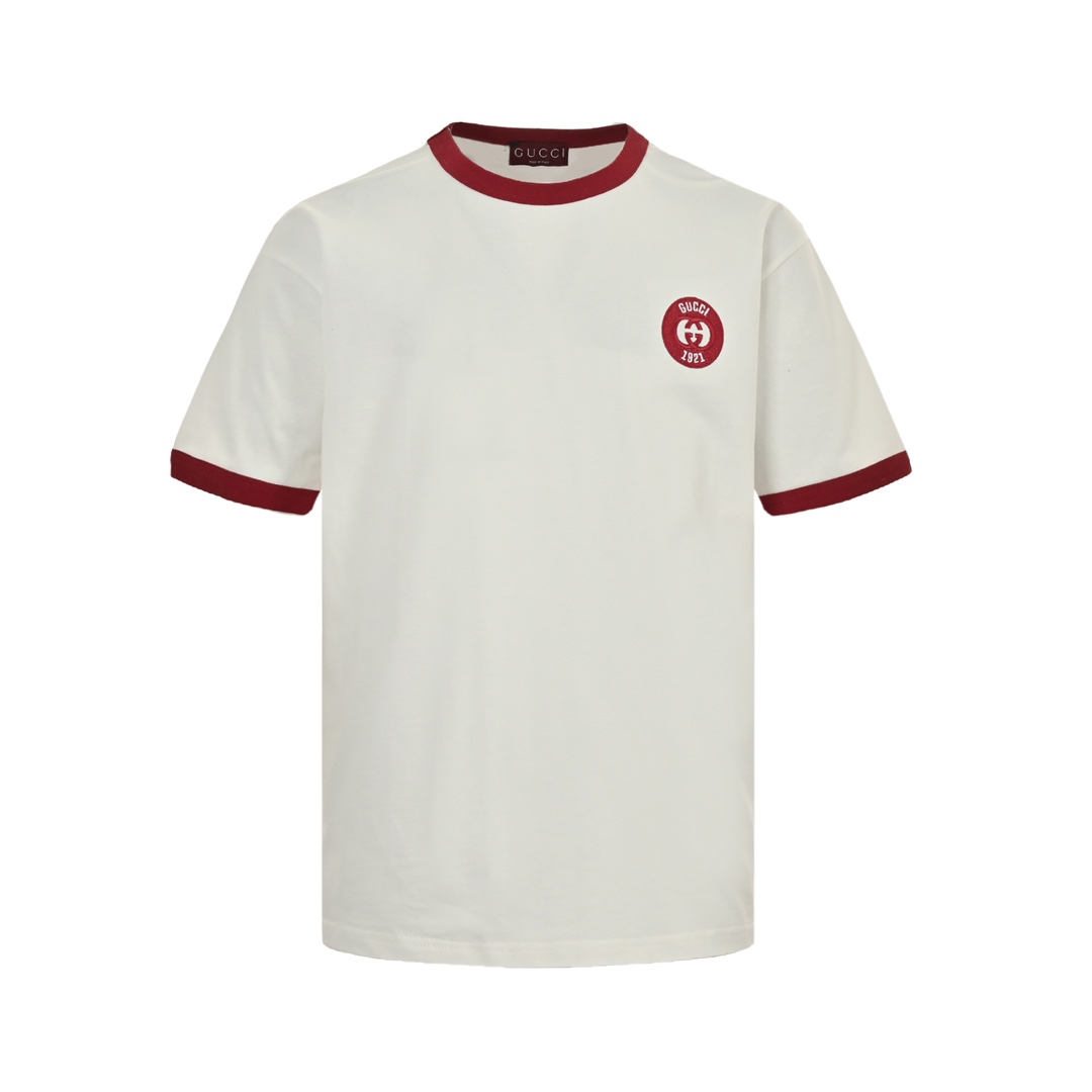 Gucci 24ss 1921 contrast embroidery patchwork short sleeves