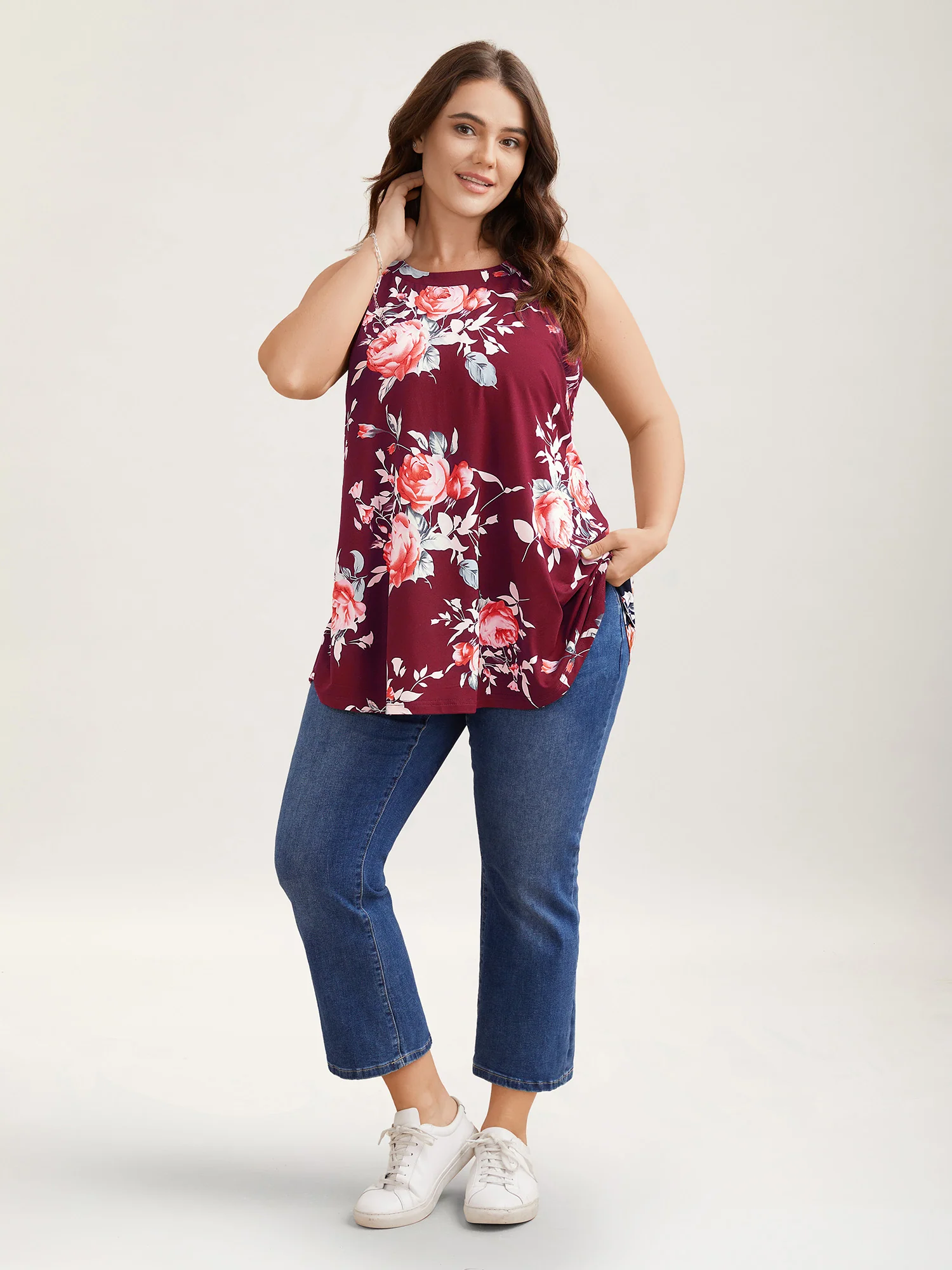 Rosy Print Halter Neck Top