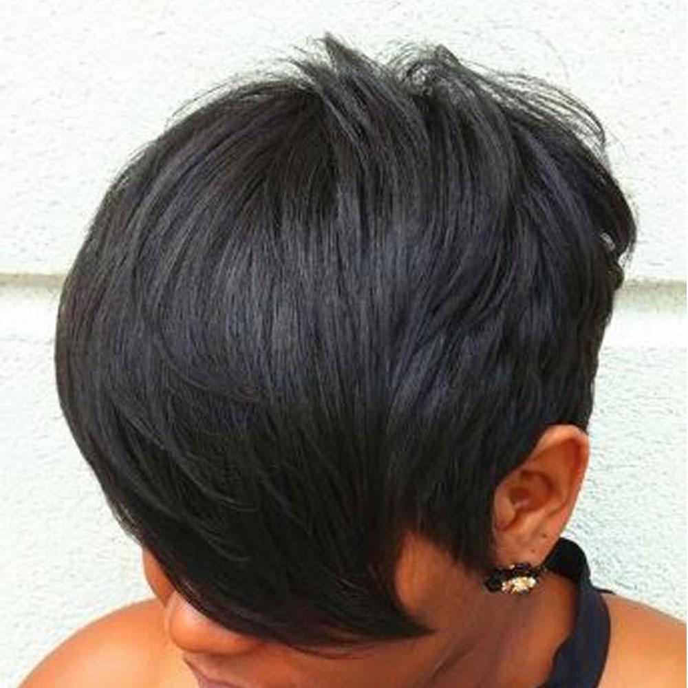 Luna 121 African American Layered Short Straight Hair Wig with Bangs