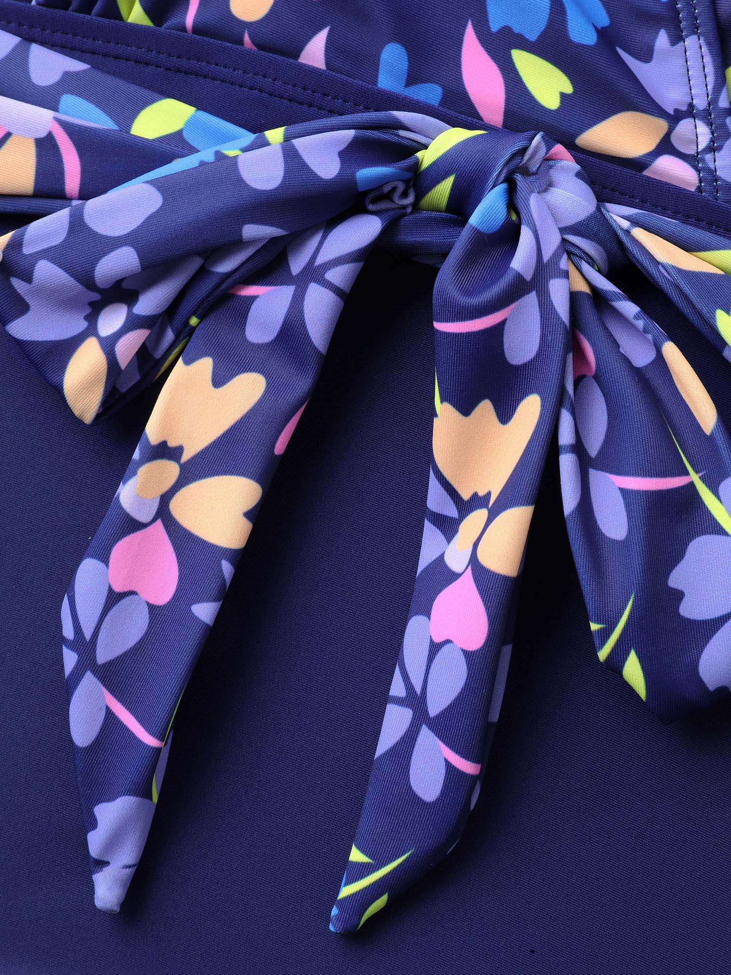 Floral Ruffled Belted One-Piece Swimsuit