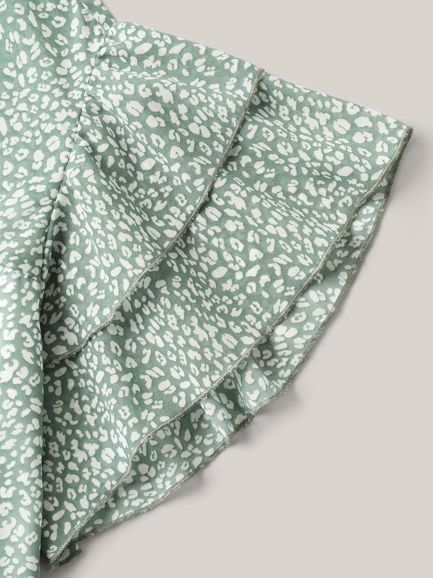 Leopard Print Stretchy Neck Flowy Blouse