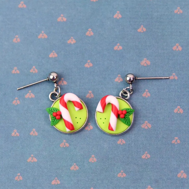Candy Cane Earrings Sweet Gift