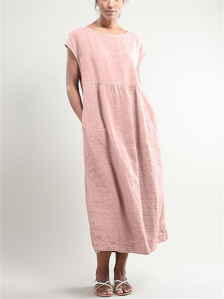 Pleated Wide Skirt Maxi Dress