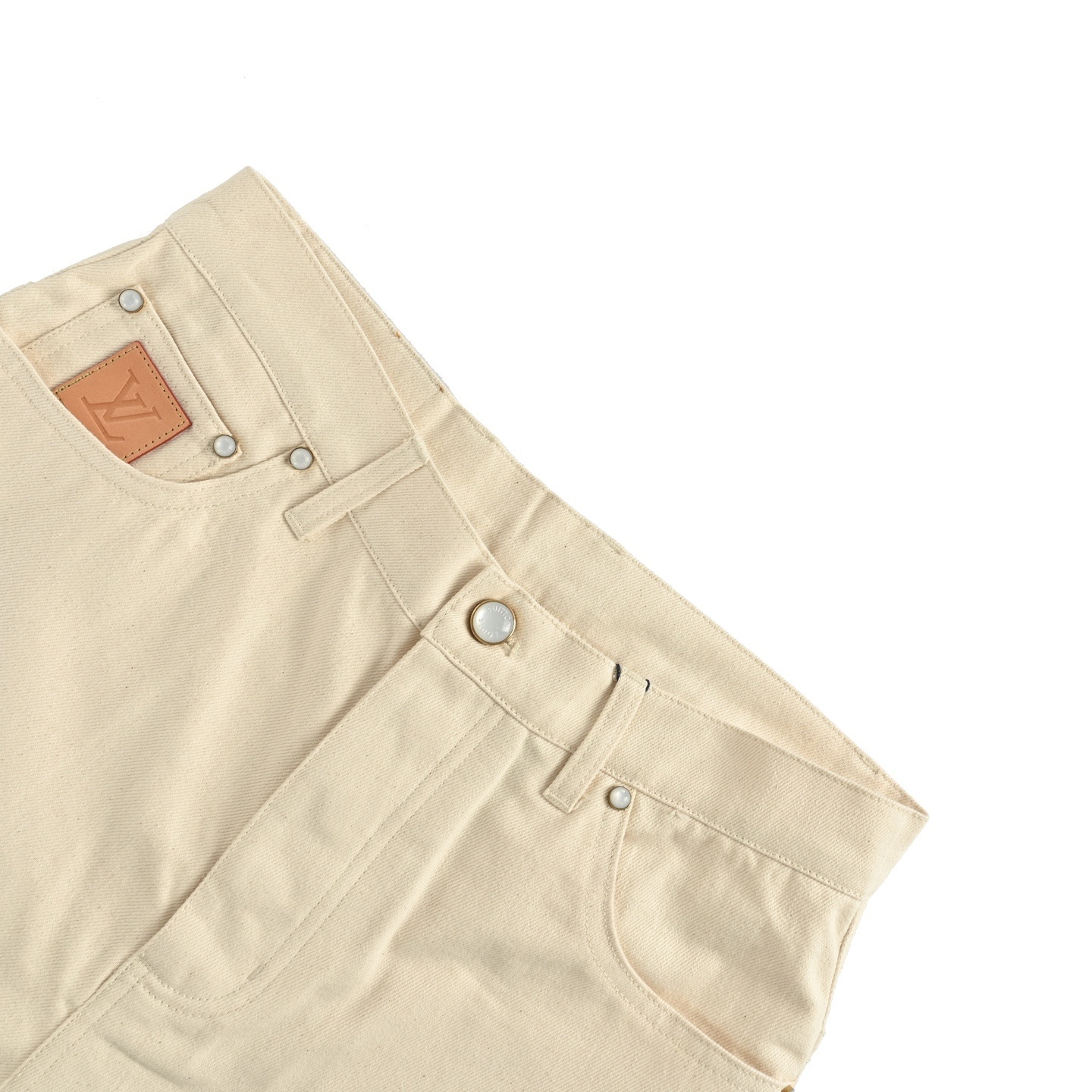 Louis Vuitton 25ss denim shorts with pocket leather label