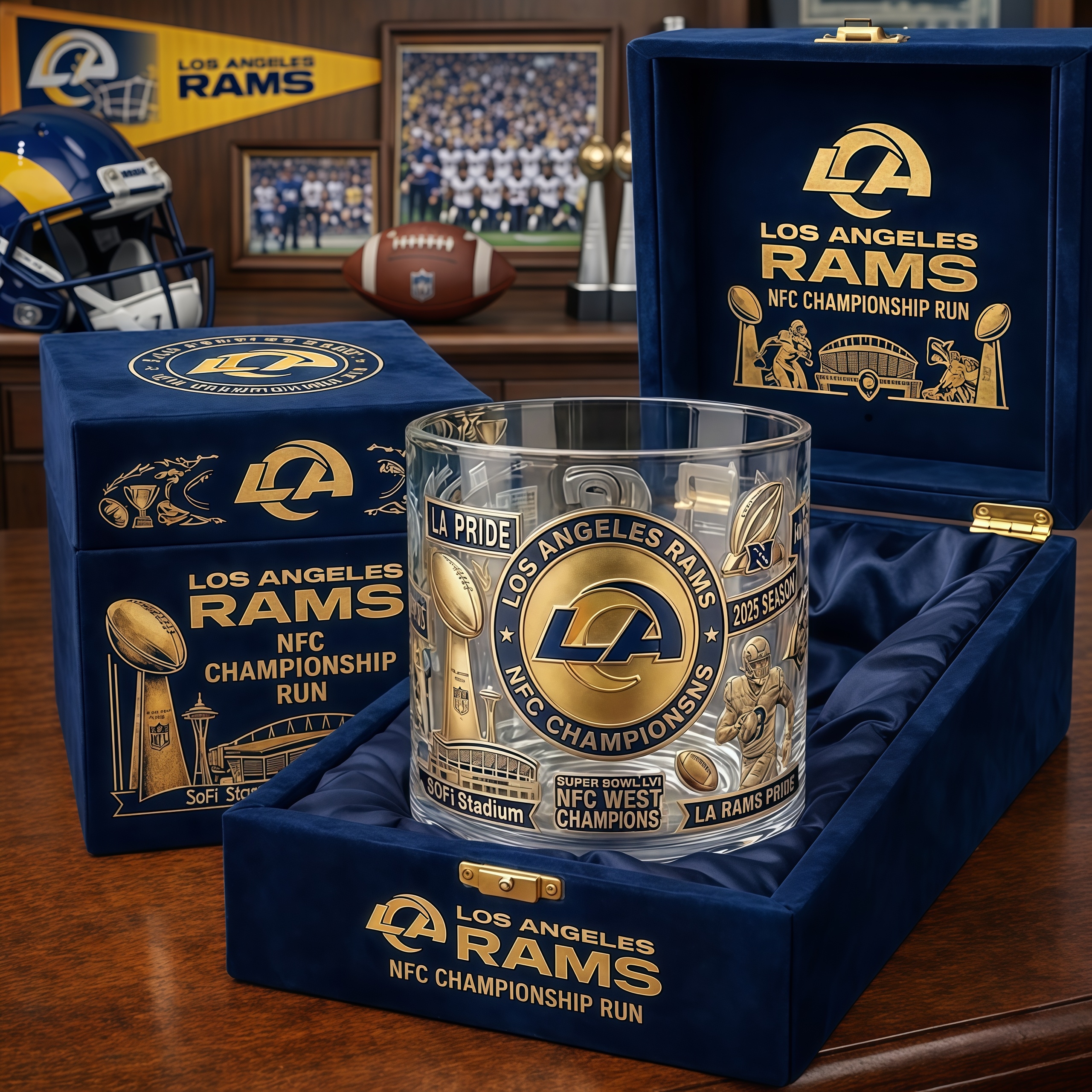 Los Angeles Rams NFC Championship Run Commemorative Whiskey Glass