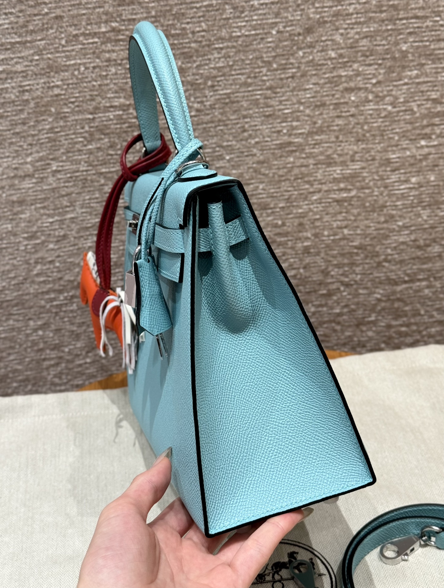 Hermes Kelly 3P Blue atoll handbag (handmade to order)