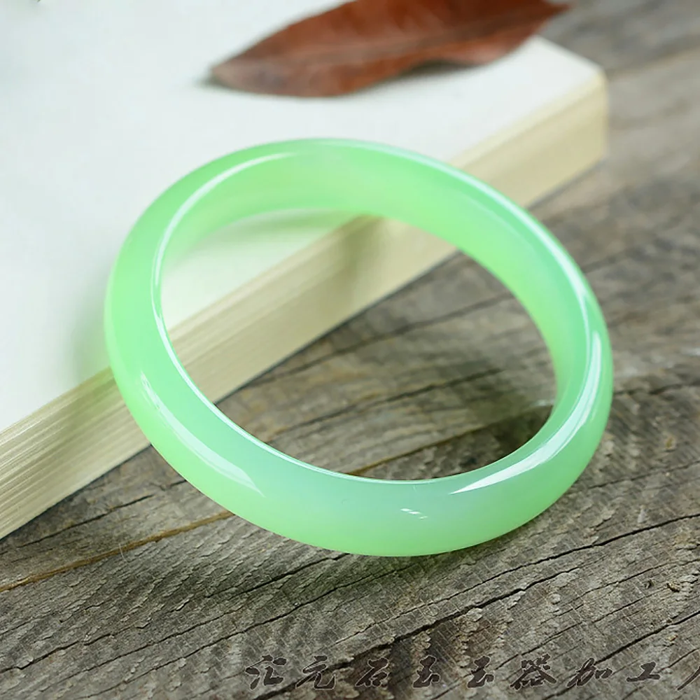 Jade Bracelet Natural Brazilian Green Charm Chalcedony Women's Bangle Luxury Fine Jewelry Accessories Ladies Gift Free Shipping