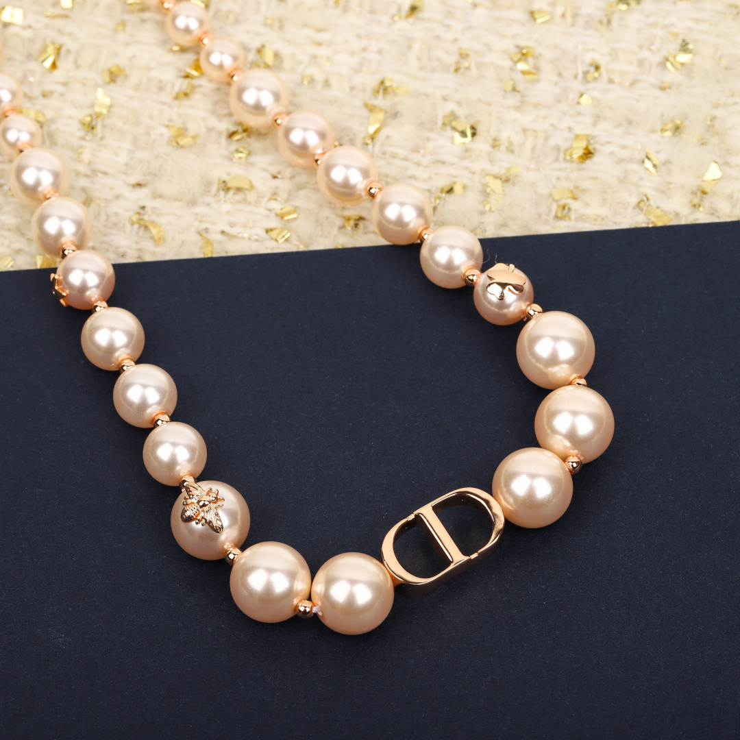 Dior Bee Pink Pearl Necklace