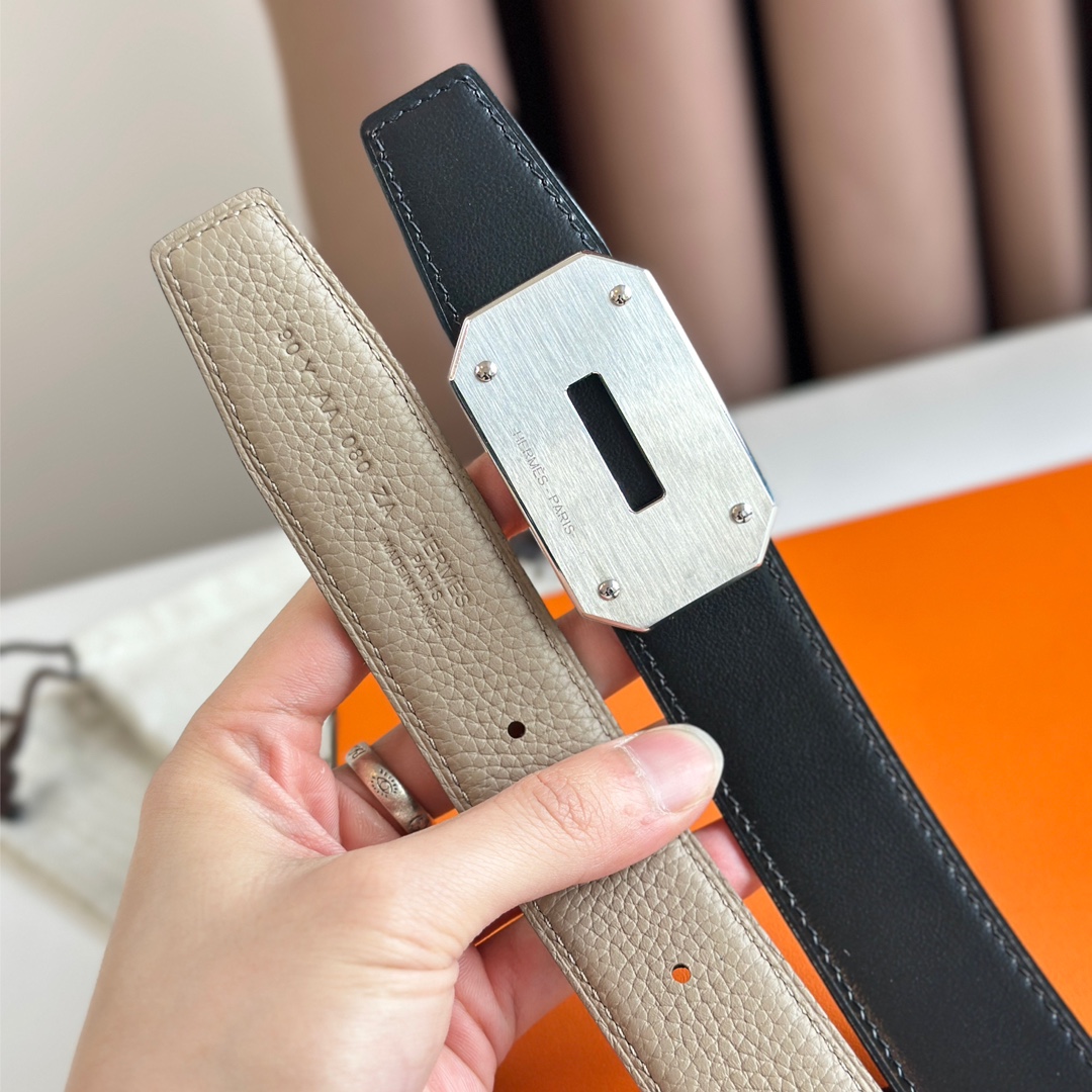 Hermès new double-faced calfskin belt width 3.2CM