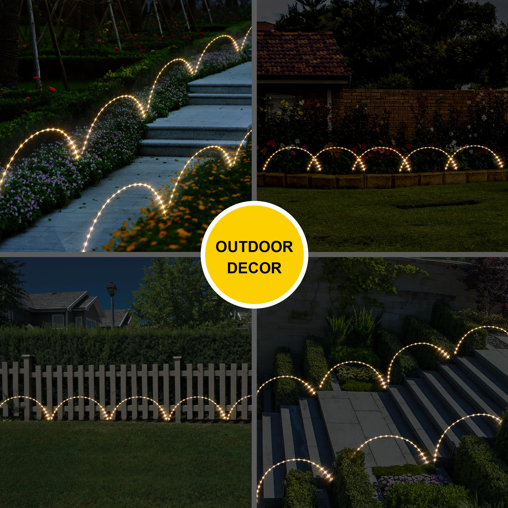 5-in-1 Solar Pathway Lights, Outdoor Waterproof, 120 LEDs, 8 Lighting Modes