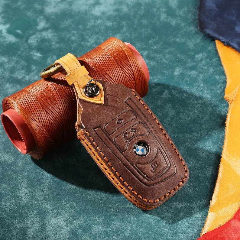 Buttons Genuine Leather Car Key